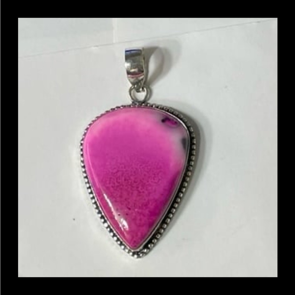 Source Unknown Pink Dendrite Teardrop Necklace - image 1